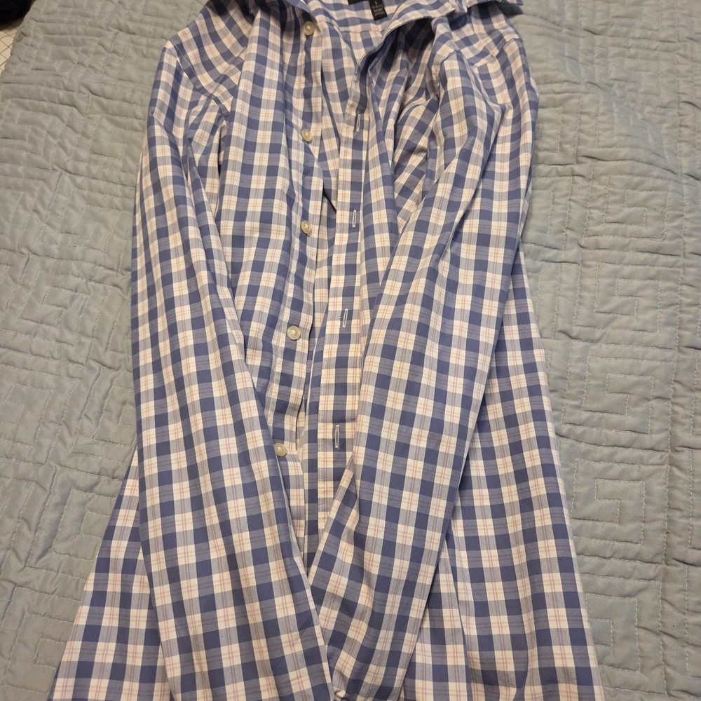 Banana Republic Lavender and White Plaid Shirt